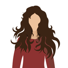 Illustration of woman with long hair.