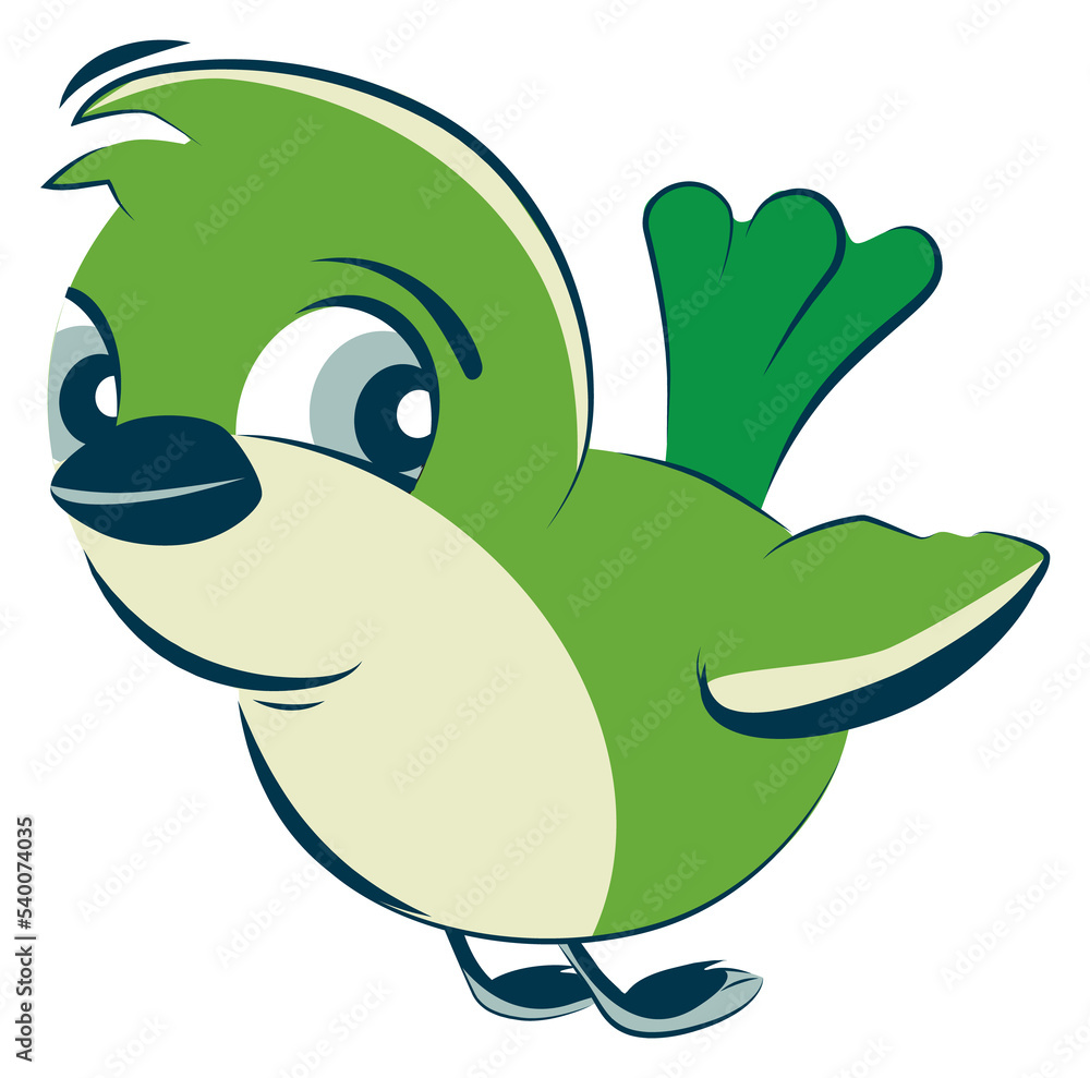 Canvas Prints cute cartoon bird character. green feather animal