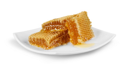 Honeycomb close up on the white background