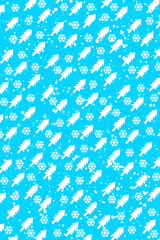 Christmas and New Years pattern with Christmas Tree and snowflakes on a blue background