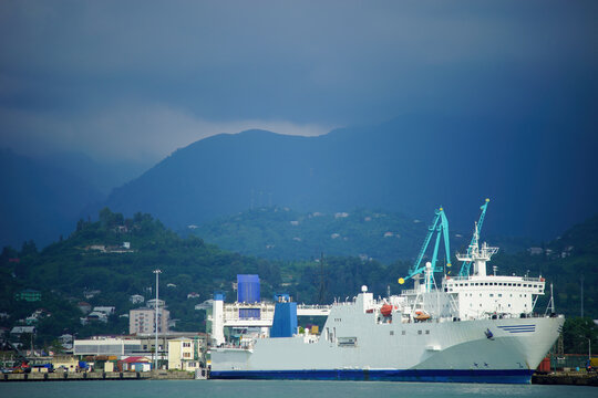 ship in the harbor. Batun, Georgia