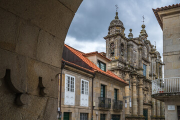 Church of San Bartolome, in the city of Pontevedra,  Galicia, Spain. - obrazy, fototapety, plakaty