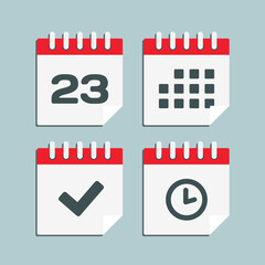 Icon calendar number 23, agenda app, timer, done
