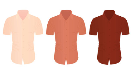 Colorful short sleeve shirts set. vector illustration
