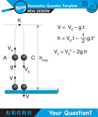 Physics - vector illustration of a forces and motion, vectors, shot, next generation question template, exam question, eps