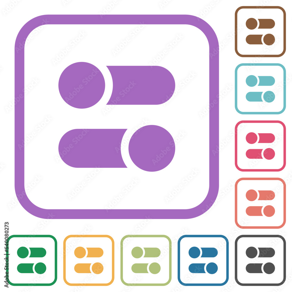 Poster horizontal toggle switches solid simple icons
