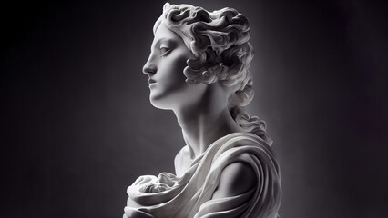 Illustration of a Renaissance marble statue of Gaia. She is the Primordial Goddess and personification of the Earth. Gaia in Greek mythology is known as Terra in Roman mythology. - obrazy, fototapety, plakaty