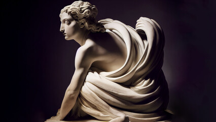 Illustration of a Renaissance marble statue of Gaia. She is the Primordial Goddess and personification of the Earth. Gaia in Greek mythology is known as Terra in Roman mythology.