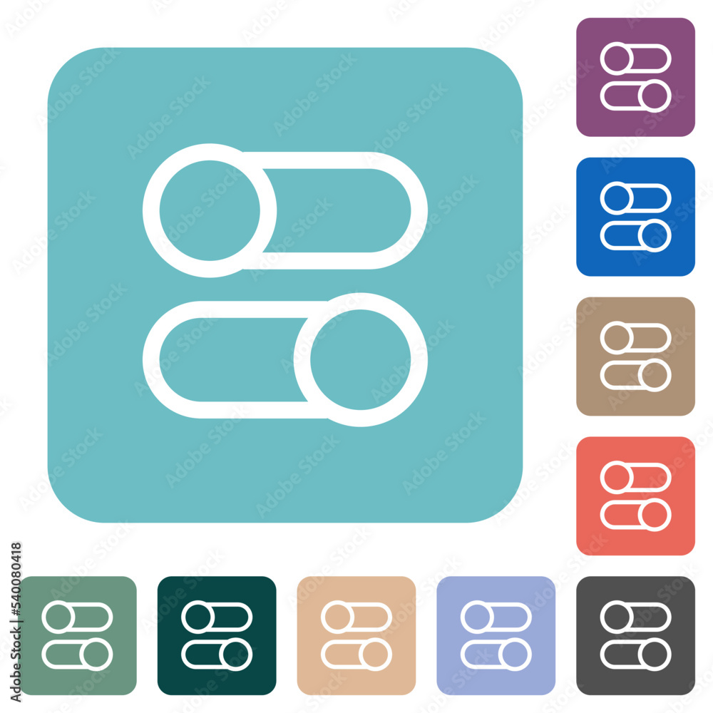 Poster horizontal toggle switches outline rounded square flat icons