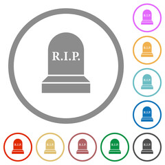 Tombstone with RIP outline flat icons with outlines