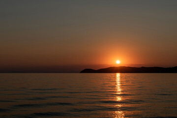 Beautiful sunset in Thassos, Greece