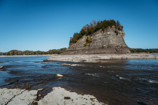 Landscape view of Tower Rock on Mississippi River