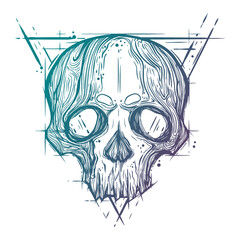 tattoo skull Retro design for logos, cards, Halloween.