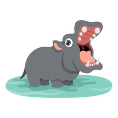 Cartoon Illustration Of A Hippo