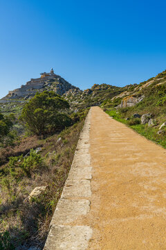 View of the Cies Islands with the beautiful beach of Rodas, in Galicia, Spain. 