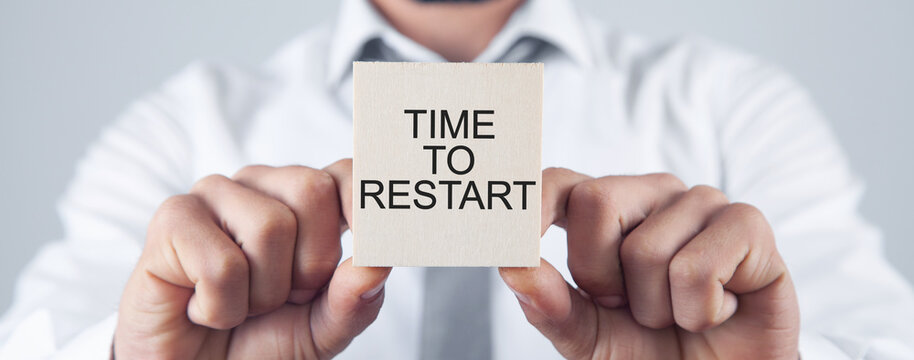 Man showing Time To Restart message.