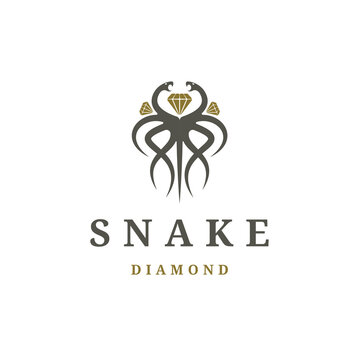 Snake diamond logo icon design template vector