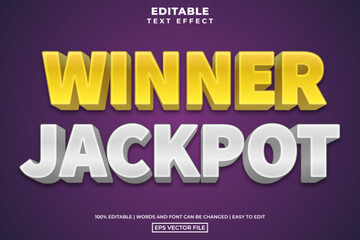 Winner jackpot 3d text style, editable text effect