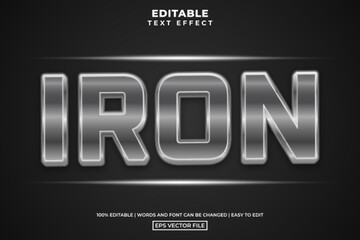 Silver iron 3d text style, editable text effect