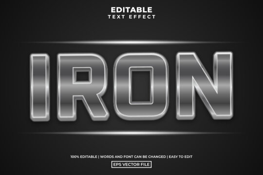 Silver iron text style, editable text effect design template