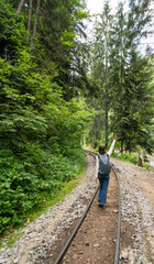 A girl traveling alone, exploring, Tourism, travel, vacation.