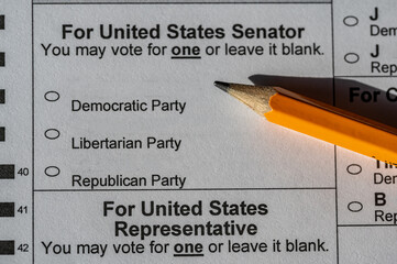 United States Senate generic ballot with a pencil used to fill in ovals.