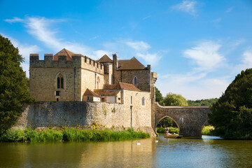 Boat in the Lake Surrounding Leeds Castle in Kent, England