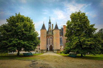 Entrance of Chateau du Moulin in Lassay-sur-Croisne, Loire Valley, France