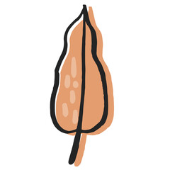 Ink textured autumn fall orange leaf illustration. Illustration in riso print technique with move layer