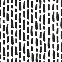 Monochrome abstract black ink fall autumn seamless pattern with strokes