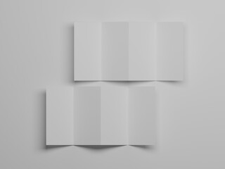 4-fold brochure mockup 3d rendering with white background 