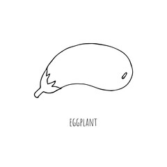 Mediterranean diet foods black and white sketch eggplant isolated on white background 