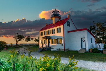 Sunset at East Point Lighthouse in New Jersey