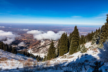 winter landscape with mountains and snow