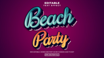 Creative beach party editable text effect template, fun style