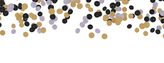 Golden confetti falling down isolated on transparent background.