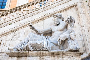 Rome, Italy. View of the staircase of the Palazzo Senatorio by Michelangelo, a Renaissance...
