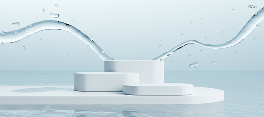 Water product display podium. 3D rendering