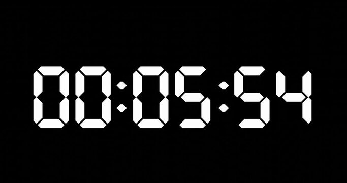 animation of countdown of digital display timer or clock