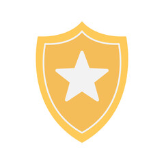 Shield icon. Security sign. Protection icon. Safety system. Protection activated. Active safety. Shield with star.
