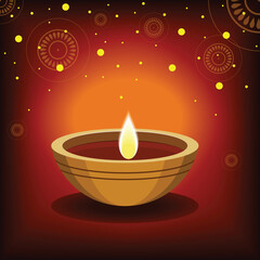 Diwali Celebrations, header or banner design with realistic oil lamp on purple background for Diwali Festival celebration.