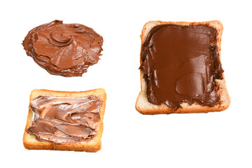 Сhocolate paste sandwich isolated on white background.