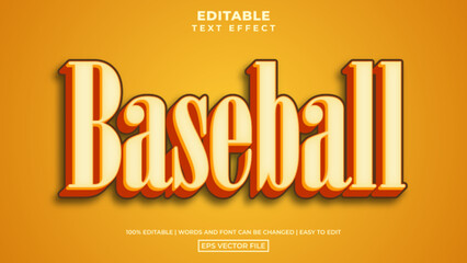 Baseball team vintage text style, editable text effect design template
	
