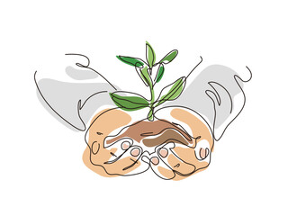sketch lifestyle 5_hands hold plant front view to shows the concept of eco vector illustration graphic EPS 10