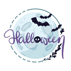Purple Halloween Moon White Background