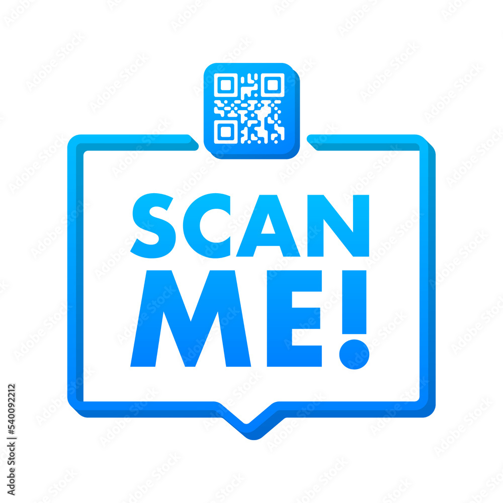 Poster qr code for smartphone. inscription scan me with smartphone icon. qr code for payment. vector illust