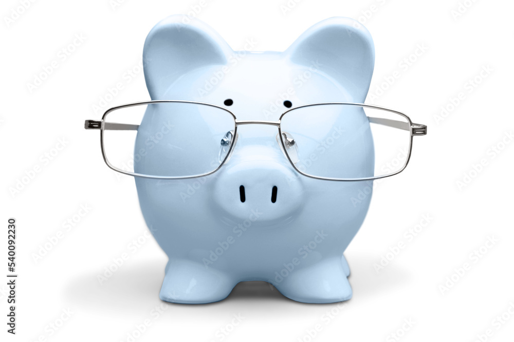 Poster Piggy Bank with Eyeglasses