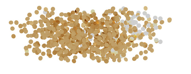 Glittering confetti on a transparent background. Holiday, birthday and Christmas decoration