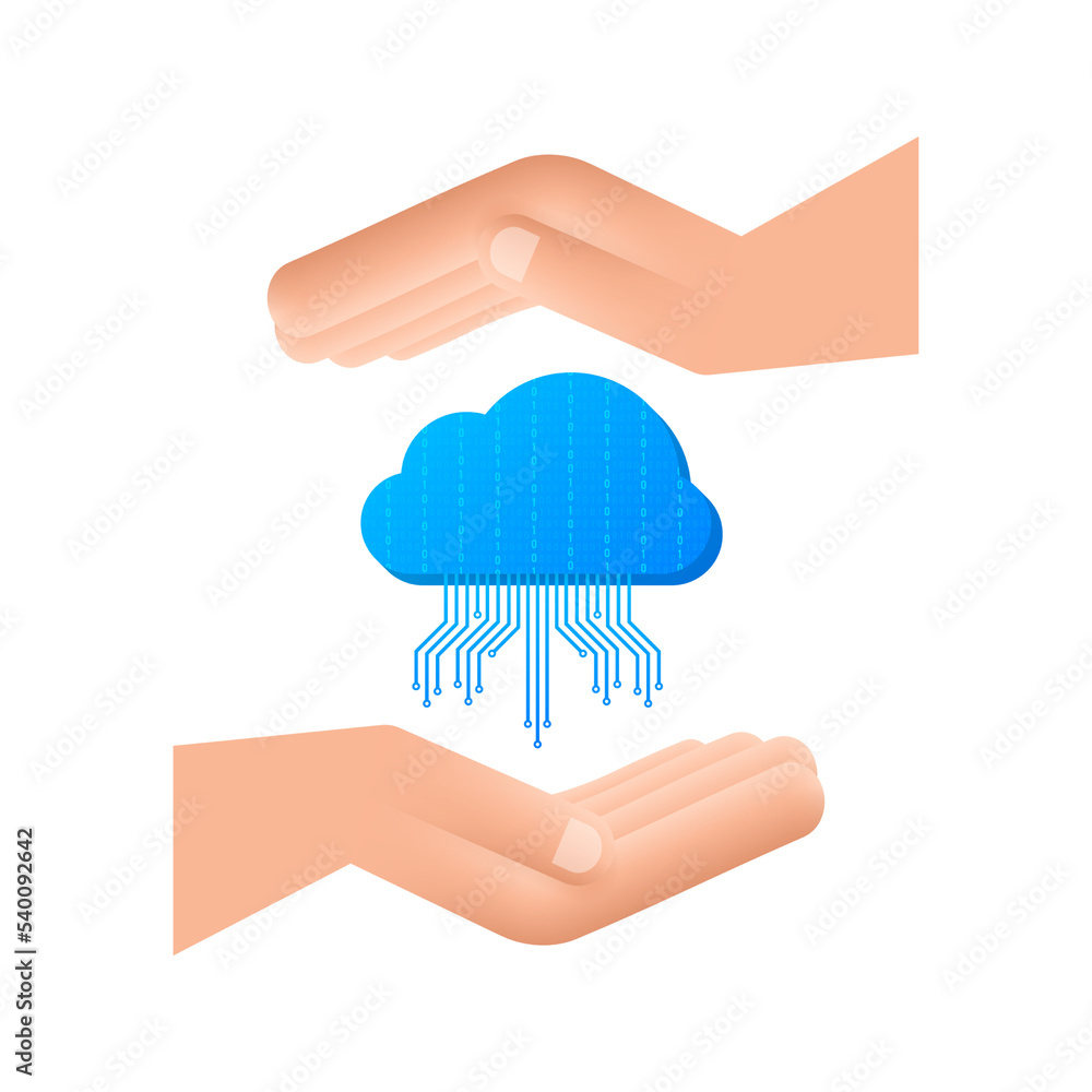 Poster ftp file transfer icon on hands. ftp technology icon. transfer data to server. vector illustration.