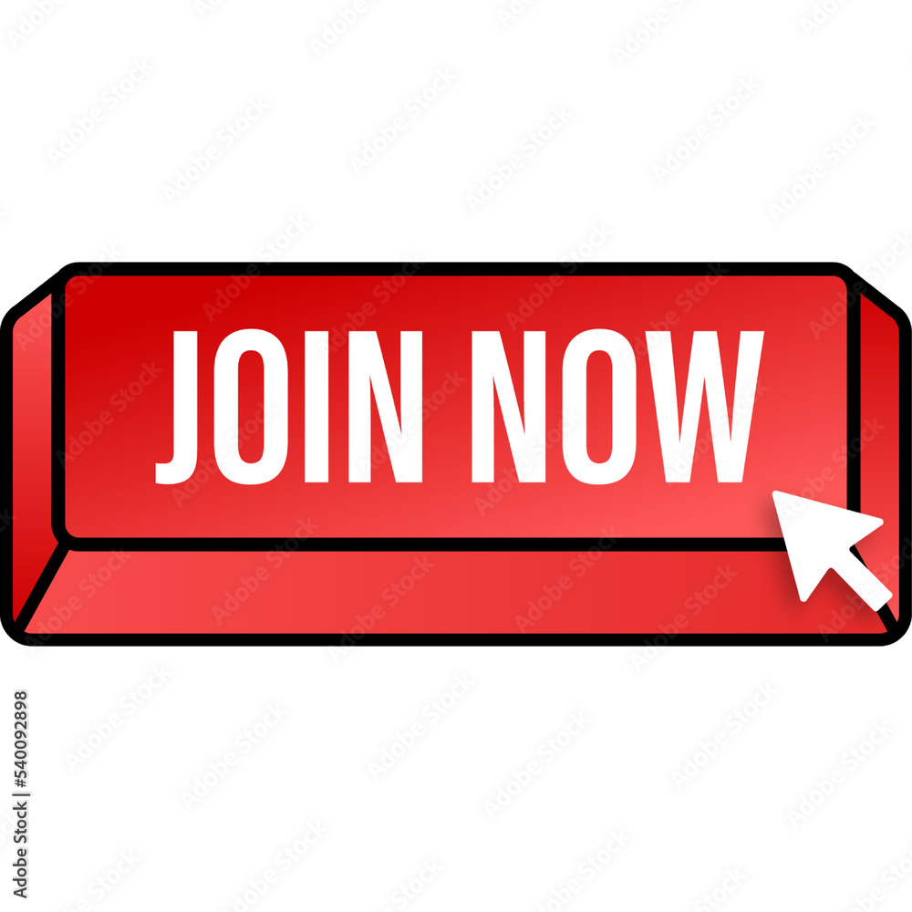 Aufkleber modern icon with red join now button on white background for banner design. vector design. arrow ico